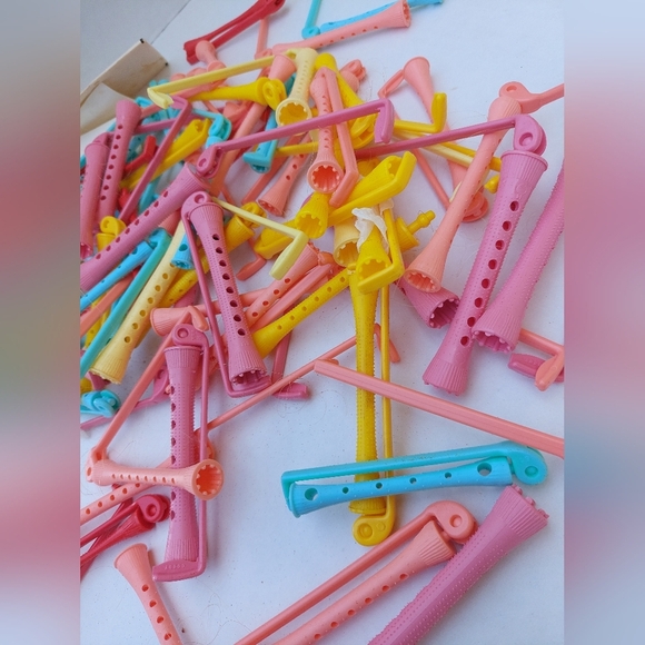 Colorful Vintage Hair Curlers Set ROLLERS Old School - Picture 1 of 4